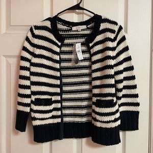 LOFT 100% Cotton Sweater Navy and White. Size Small.NWT.